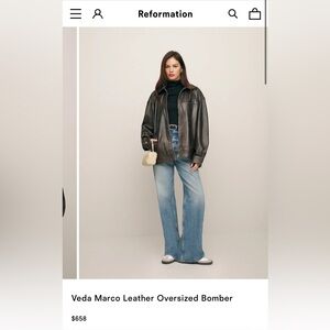 Reformation Veda Marco Leather Oversized Bomber